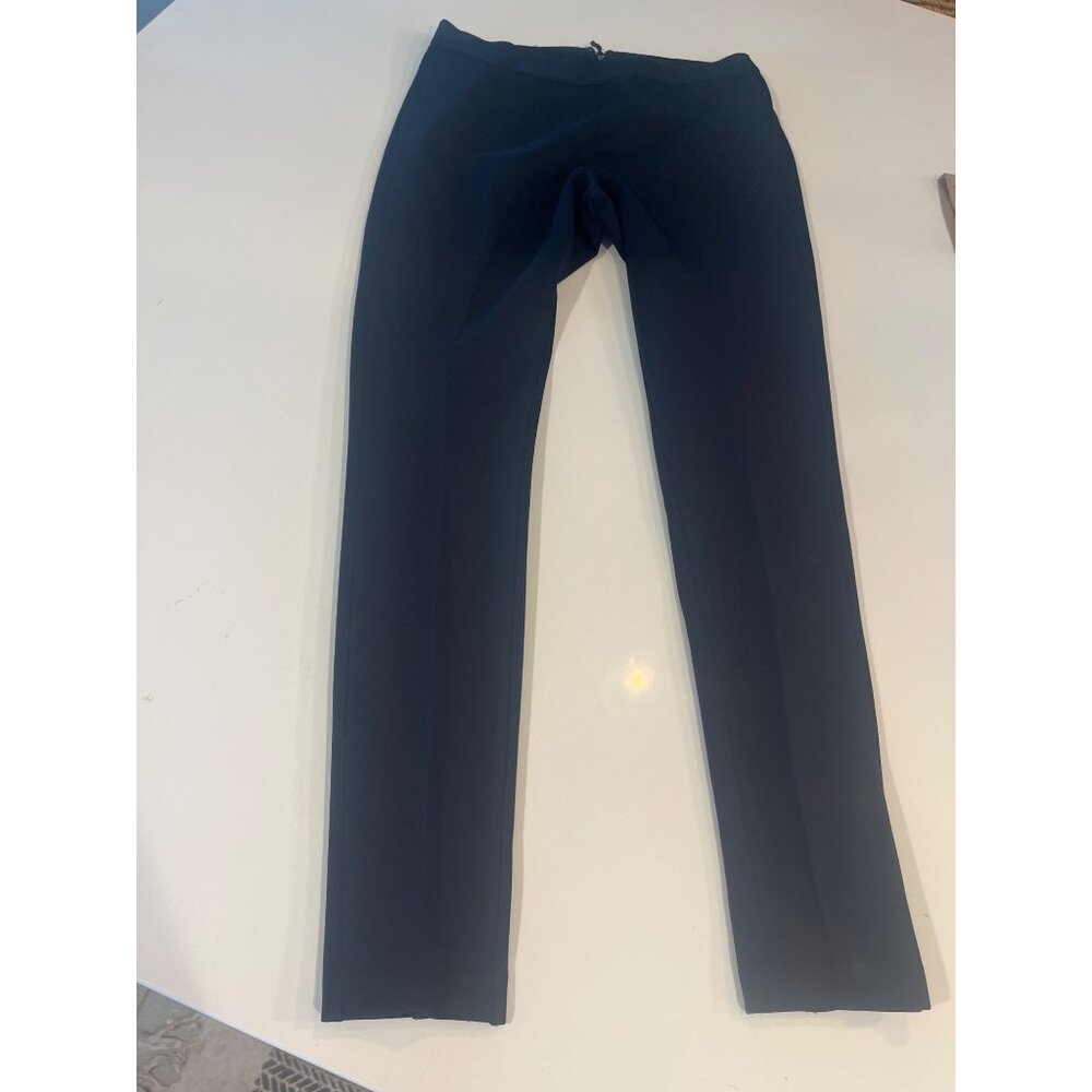 Womens Navy Blue Slim Fit Trousers With Back Zipper Closure